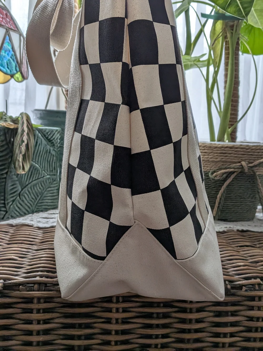 Vans Black and Cream Checkerboard Tote Bag - Picture 4 of 5
